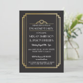 Art Deco Engagement Party-uitnodigingen voor Gold Kaart (Staand voorkant)