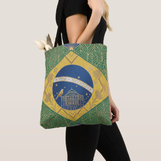 Art Deco Erfgoed Vlag | Brazilië Aangepaste Naam Draagtas