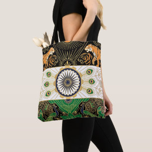 Art Deco Erfgoed Vlag India Aangepaste Naam Draagtas