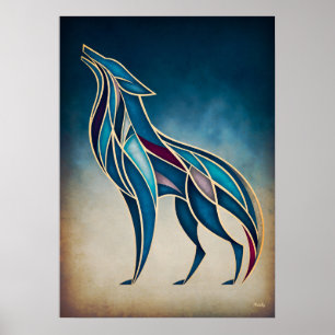 Art Déco Esprit Loup Abstrait Géométrique Art Anim