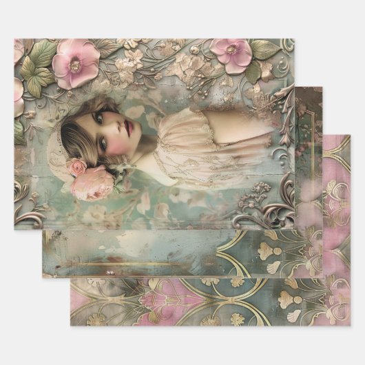 Art Deco Esthetiek Zware gewicht Decoupage Inpakpapier Vel (Set)