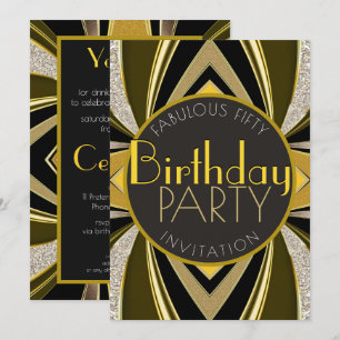 Art Deco Fabulous 50 Verjaardag Gatsby Party Kaart