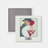 Art Deco Faces, add text Magnet (Recto/Verso)