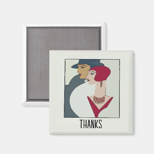 Art Deco Faces, add text Magnet (Recto/Verso)