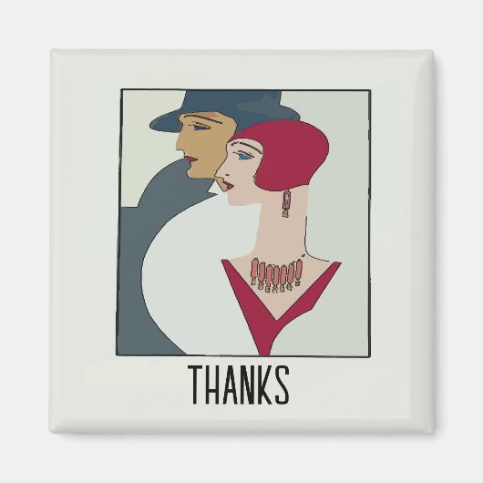 Art Deco Faces, add text Magnet (Devant)