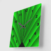 Art Deco Fan Design Green Square Wall klok (Hoek)