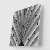 Art Deco Fan Design Grey Square Wall Clock Vierkante Klok (Hoek)