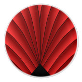 Art Deco Fan Design Red-keramische knop (Voorkant)