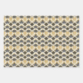 Art Deco Fan Patroon in Zwart & Goud op Wit Inpakpapier Vel (Voorkant 2)