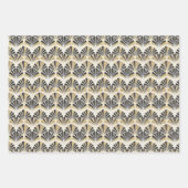 Art Deco Fan Patroon in Zwart & Goud op Wit Inpakpapier Vel (Voorkant)