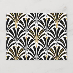 Art Deco fan pattern - black and white Briefkaart