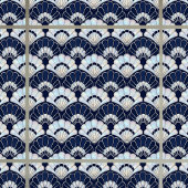 Art Deco Fan Pattern Navy Blue Pearl Silver  Tegeltje