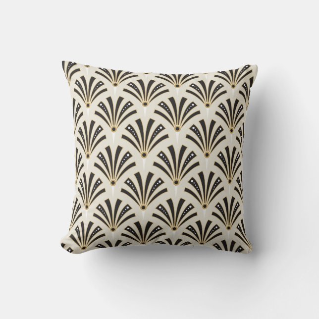 Art Deco Fan Pattern op Cream 2 Kussen (Voorkant)