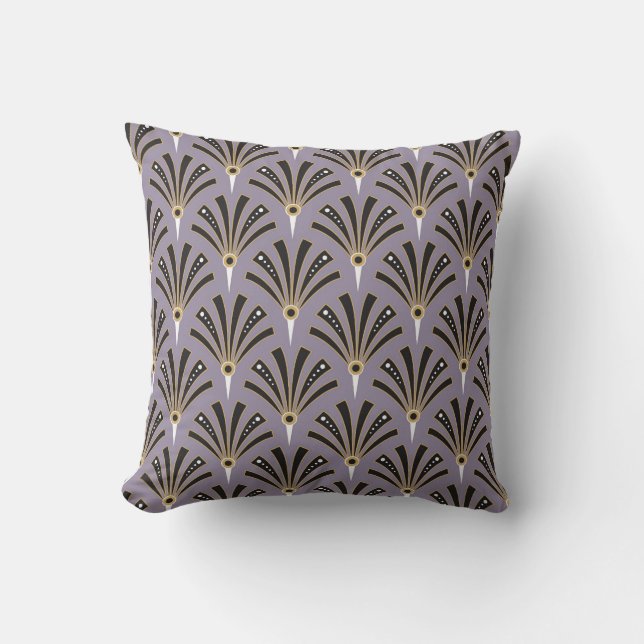 Art Deco Fan Pattern op Lavender 2 Kussen (Voorkant)