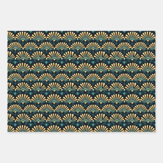 Art Deco Fan Pattern Wrapping Paper Sheets (Voorkant 2)