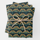 Art Deco Fan Pattern Wrapping Paper Sheets (In situ)