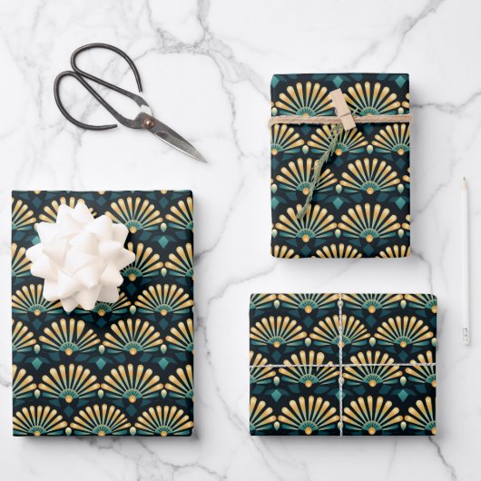 Art Deco Fan Pattern Wrapping Paper Sheets (Voorkant)