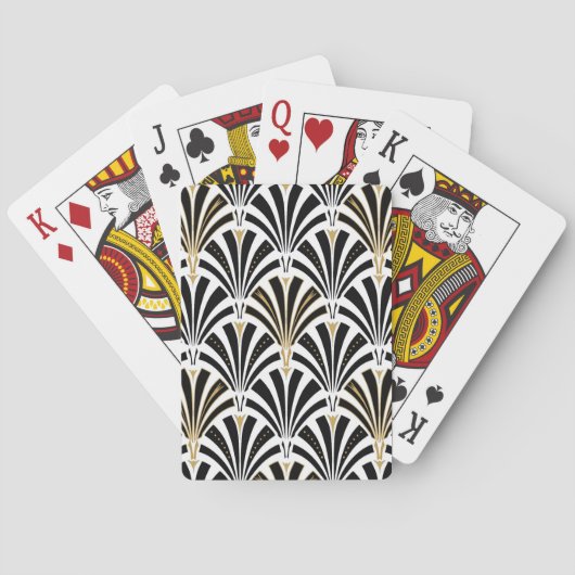 Art Deco Fan Pattern, zwart-wit Pokerkaarten (Achterkant)