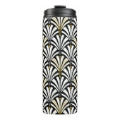 Art Deco Fan Pattern, zwart-wit Thermosbeker (Voorkant)