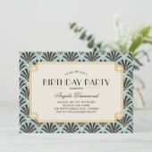 Art Deco Fans Retirement Party Blue Kaart (Staand voorkant)