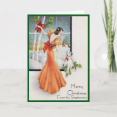 Art Deco Fashion Christmas Tree Retro Blank Inside Feestdagen Kaart (Voorkant)