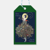 Art Deco Fashion Christmas Tree Retro Cadeaulabel (Achterkant)