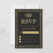 Art déco Faux Gold Foil | RSVP pour mariage (Devant)