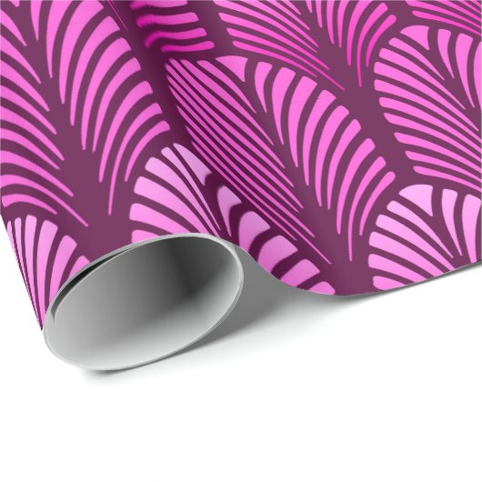 Art Deco Feather Pattern, Amethyst Paars Cadeaupapier (Rol Hoek)