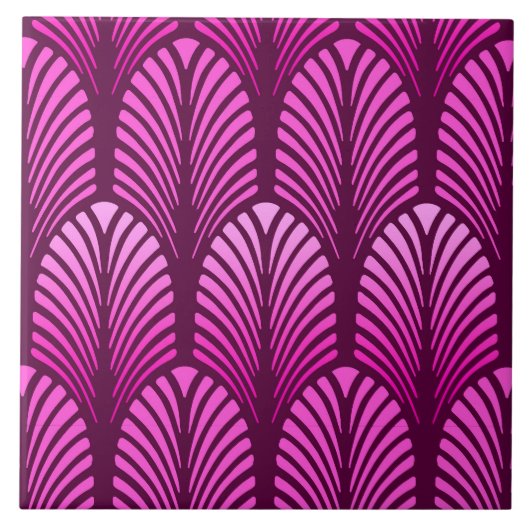 Art Deco Feather Pattern, Amethyst Paars Tegeltje (Voorkant)