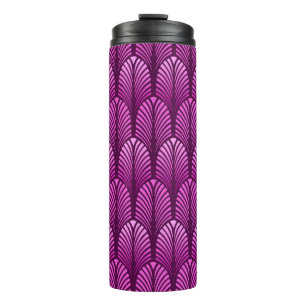 Art Deco Feather Pattern, Amethyst Paars Thermosbeker