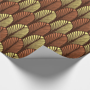 Art Deco Feather Pattern, Dark Brown and Rust Cadeaupapier