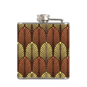 Art Deco Feather Pattern, Dark Brown and Rust Heupfles (Achterkant)