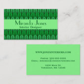 Art Deco Feather Pattern, Emerald Green Business Visitekaartje (Voorkant / Achterkant)