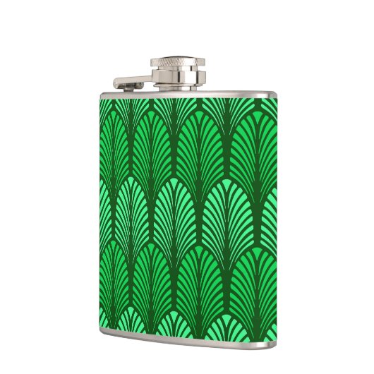Art Deco Feather Pattern, Emerald Green Heupfles (Links)