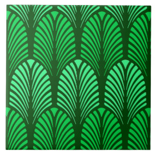 Art Deco Feather Pattern, Emerald Green Tegeltje