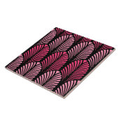 Art Deco Feather Pattern, Fuchsia Pink en Black Tegeltje (Zijkant)