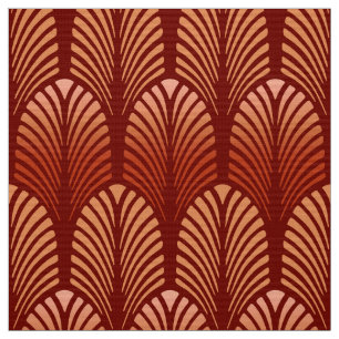 Art Deco Feather Pattern, Mandarijns Oranje Stof