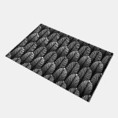 Art Deco Feather Pattern, Silver Grey en Black Deurmat (Schuin)