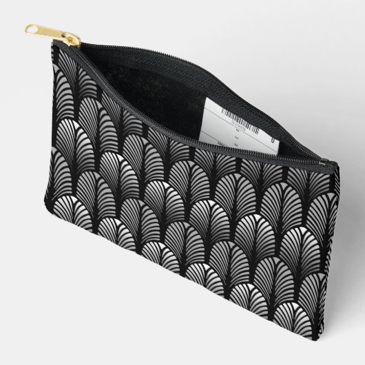 Art Deco Feather Pattern, Silver Grey en Black Etui (Open)