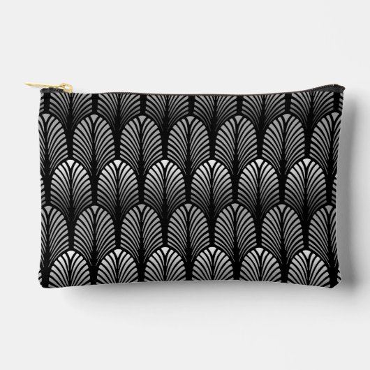 Art Deco Feather Pattern, Silver Grey en Black Etui (Voorkant)