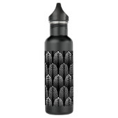 Art Deco Feather Pattern, Silver Grey en Black Waterfles (Links)