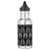 Art Deco Feather Pattern, Silver Grey en Black Waterfles (Links)