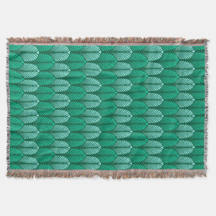 Art Deco Feather Pattern, Turquoise en Aqua Deken