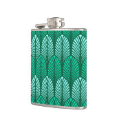 Art Deco Feather Pattern, Turquoise en Aqua Heupfles (Links)