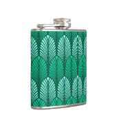 Art Deco Feather Pattern, Turquoise en Aqua Heupfles (Rechts)