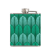 Art Deco Feather Pattern, Turquoise en Aqua Heupfles (Achterkant)