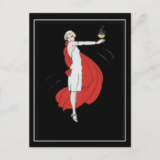 Art Deco Feest Meisje Vintage Ansichtkaart Briefkaart