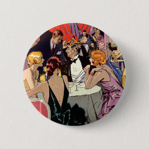 Art Deco feestje in nachtclub in vintage stijl Ronde Button 5,7 Cm