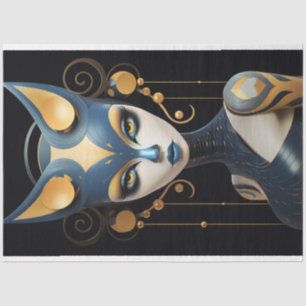 Art Deco Feline met Elegance Decoupage Tissuepapier