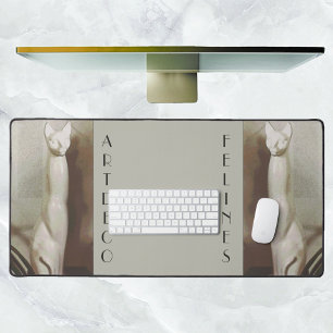 Art Deco  Felines Grijs Taupe Bureaumat